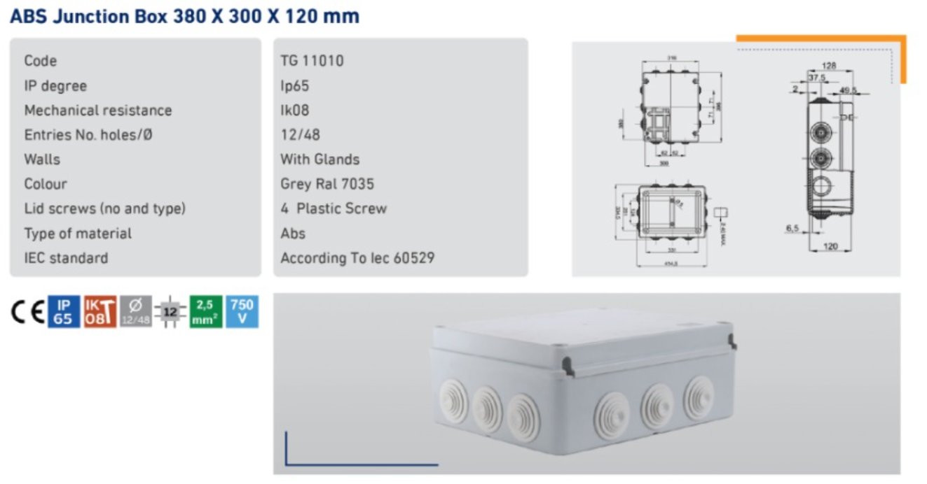 ABS Junction Box 380x300x120 mm